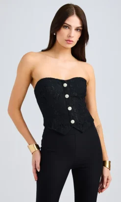 Arianna Lace Vestier Top in black