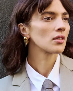 Art Heart Puff Earrings in gold