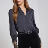 Ava Lace Cuff Top in Black