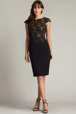 BEAL EMBROIDERED TULLE & CREPE DRESS