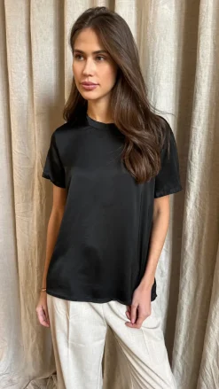 Bree Satin Top – Black