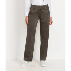 Candice Suede Straight pant in khaki
