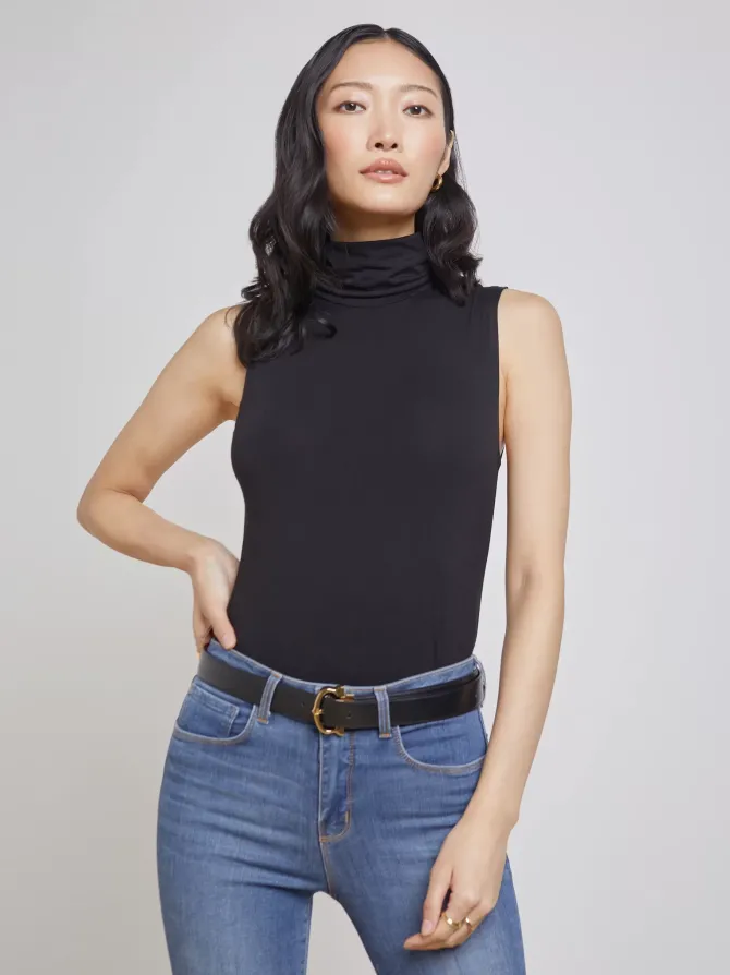 Ceci Sleeveless Turtleneck in black