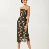 CECILIA Strapless Floral Midi Dress