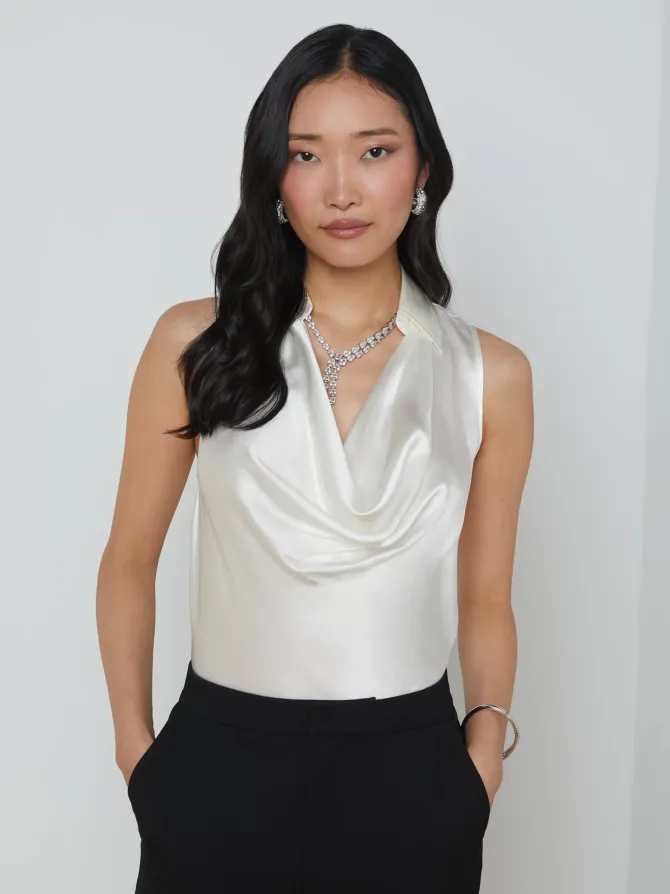 Colter Silk Cowl-Neck Blouse – large