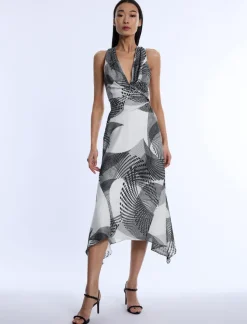 Crissy Printed Cowl Halter Dress