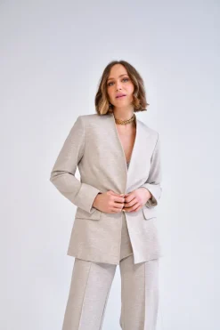 Daniela Lined Blazer in heather beige