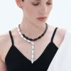 Emma Y Necklace – Silver + Black