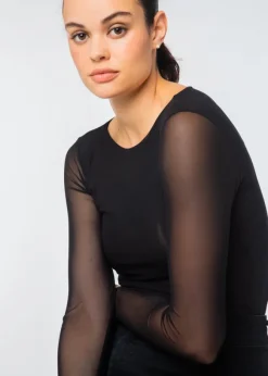 Florence Solid Double Sheer Top in black