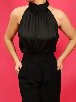 Freda Halter Top in Black – LARGE