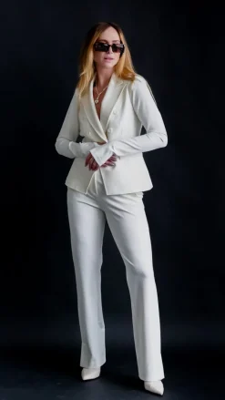Gretta Pant in Ivory Crepe