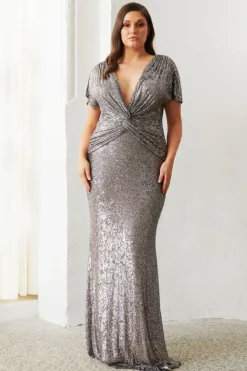 Gunmetal Sequin Gown