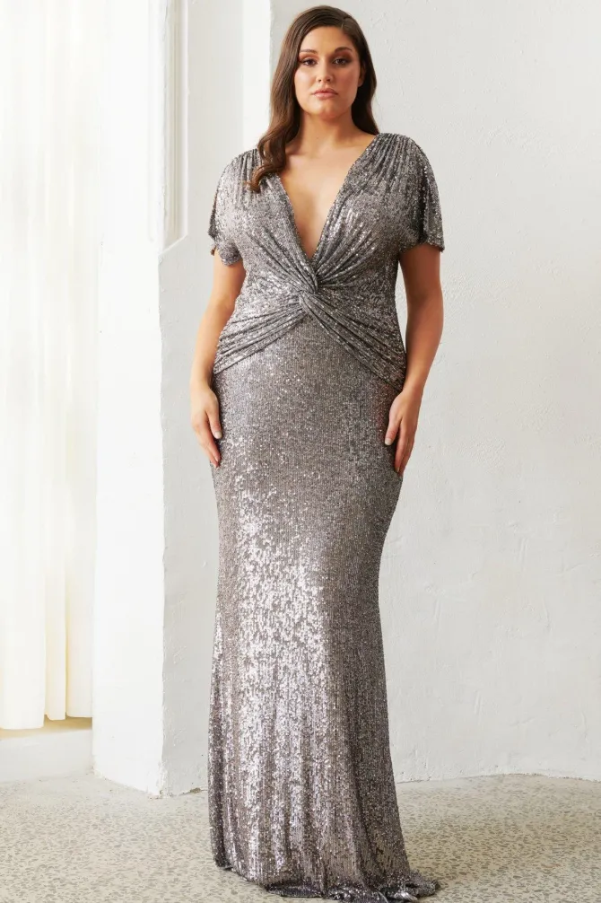 Gunmetal Sequin Gown