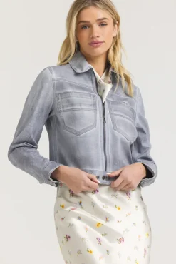 Hayden Patina Leather Jacket in Blueberry