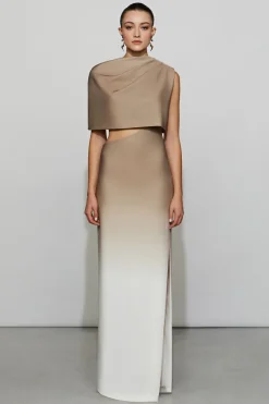 helena dress in ivory/taupe