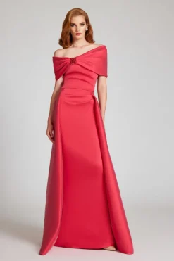 Inga Gown in dark coral