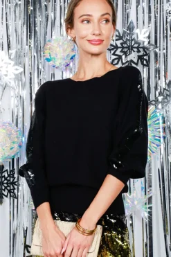 IYANA SEQUIN DETAIL SWEATER IN BLACK – Large