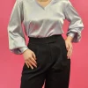 Martha Blouse in Silver – L