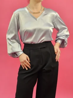 Martha Blouse in Silver – L