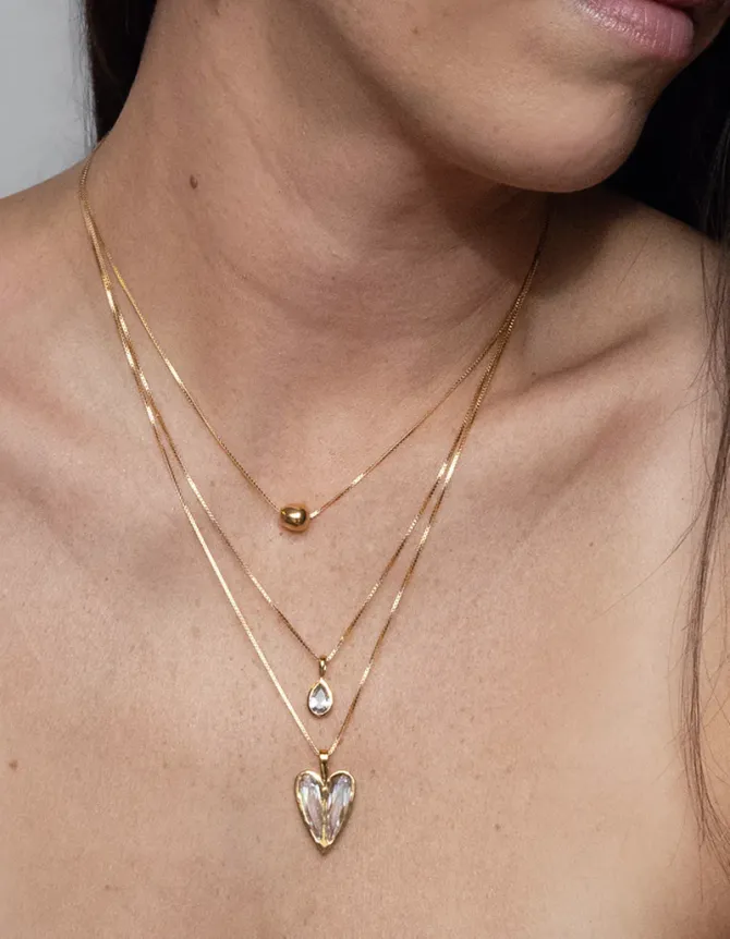 Monroe Necklace in Clear Gold