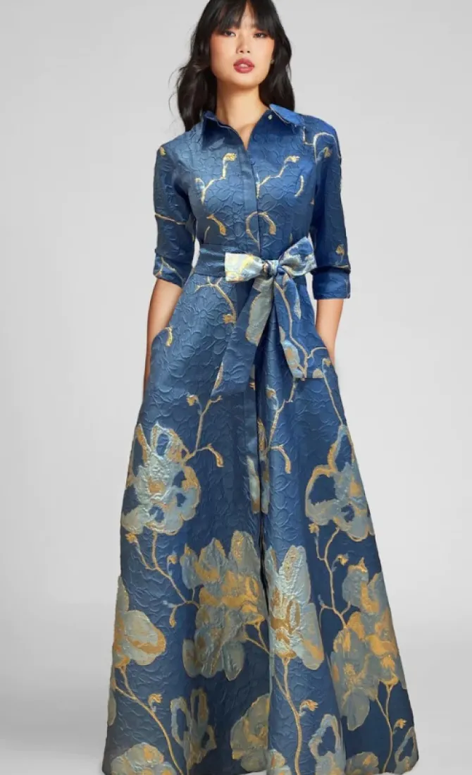 Narcisa Jacquard gown in slate multi