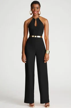 Oki Cutout Stretch Crepe Halter Jumpsuit