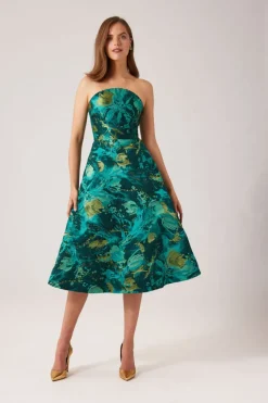 Paiytn Jacquard Flare Midi Dress