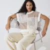 Patched Pointelle Tee