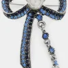 Pearl Ribbon Pin Brooch in blue