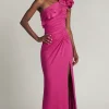 PIKE DRAPED ROSETTE SHOULDER GOWN in water lily