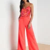 Pilar Wide-Leg Pant in neon coral