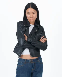 Piper Leather Jacket in black – small