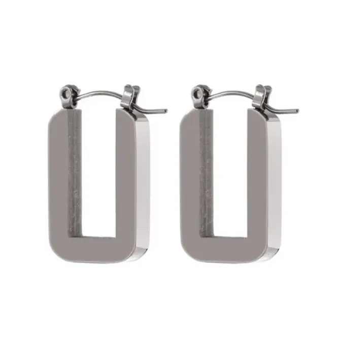 Rectangle Hoop Earrings in silver