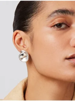 Rio Button Earrings in silver