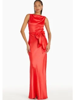 ROSEMARY SILK MAXI in crimson