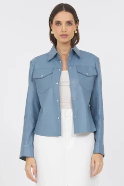Rowan Leather Jacket in Ocean