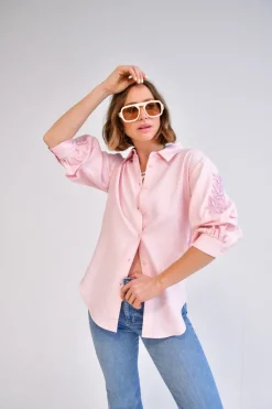Scarlett Flower Blouse in pale pink