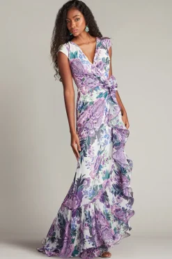 Sinai Floral Cascading Ruffle Gown