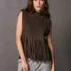 VIRNA knit vest in dark brown XL
