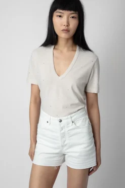 Wassa Strass Dots T-shirt in Petale – large