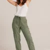 Waverly Drawstring pant in army moss – XS