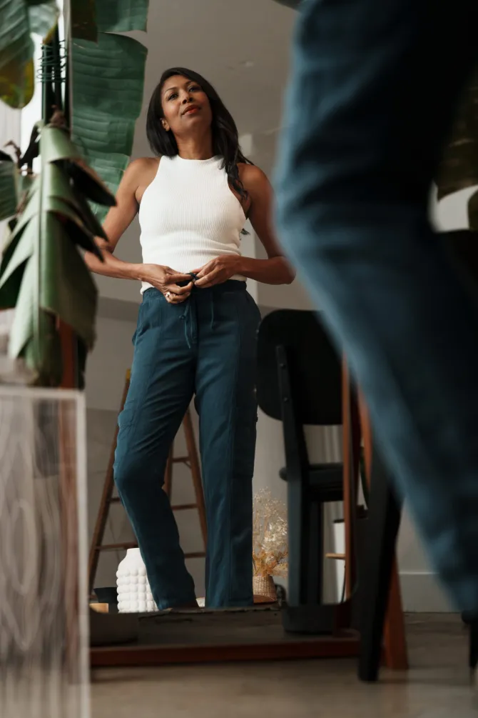 Waverly Drawstring pant in costal navy