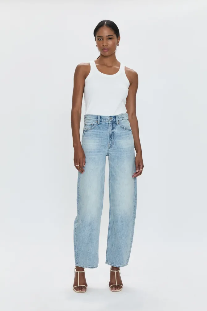 Wes High Rise Barrel Jean in clever