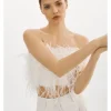 Zina Feather Bustier in white